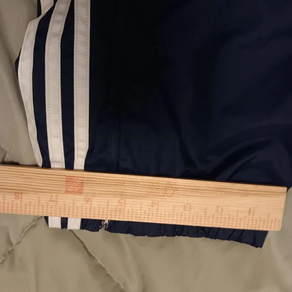 Adidas Mens Large Vintage Blue Windbreaker Track Pants 2004 Zipper Legs 3 stripe
